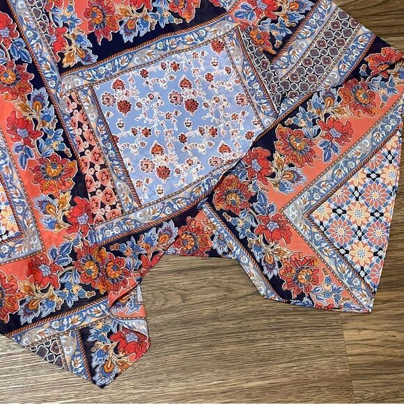 Rabbit Rabbit Rabbit Short Sleeve Fit & Flare MIDI Printed Dress Red Blue Sz 10 - Picture 5 of 11